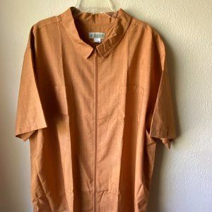 Haband Men's Caramel Tan Cuban Cigar Zip Top Shirt size 4X